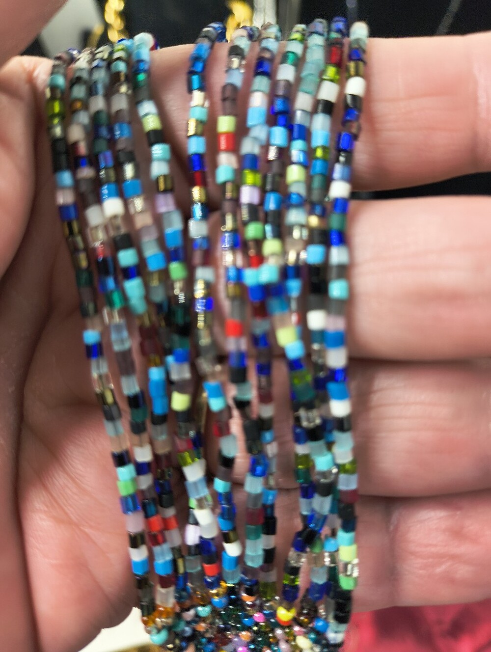 HANDMADE Multi Strand Seed Bead Bracelet Magnetic Clasp Colorful Artisan Glass - Picture 8 of 10